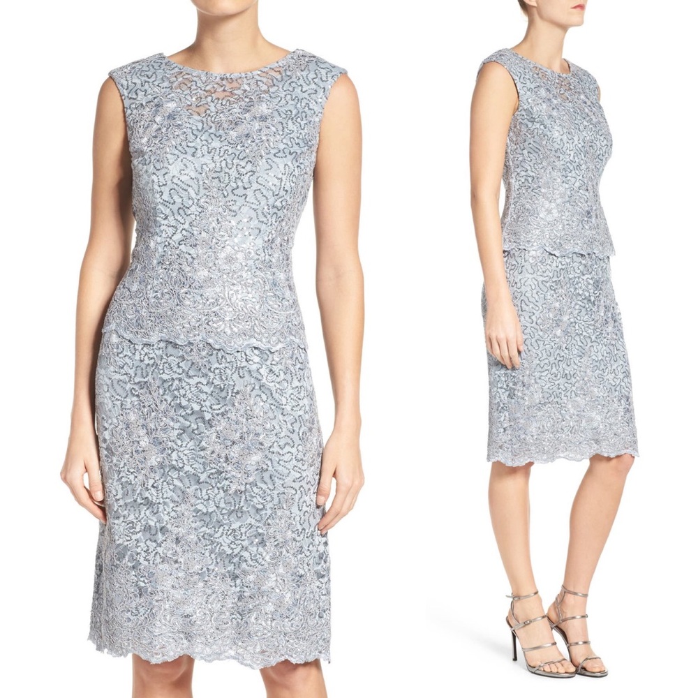 Alex Evenings Mock Two-Piece Lace Sheath Dress